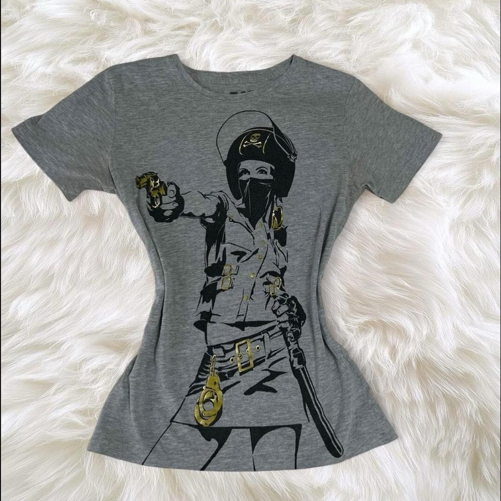 Y2K Tank Theory grey graphic tee